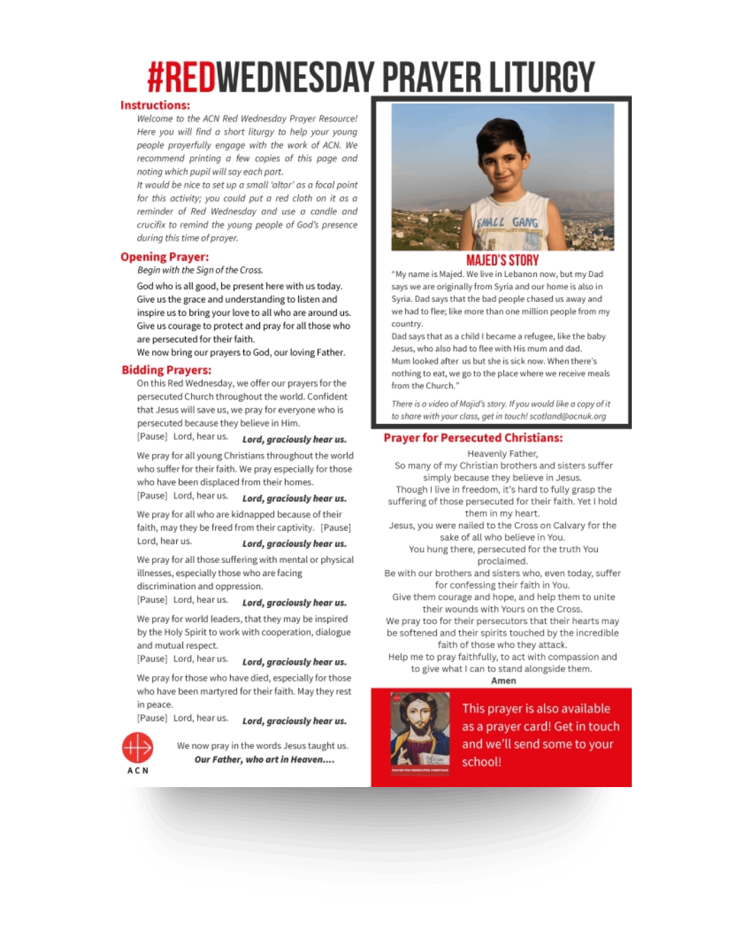 Red Wednesday Prayer Liturgy