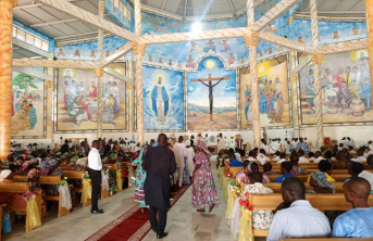 Ordination of priests in the new cathedral in Cameroon.