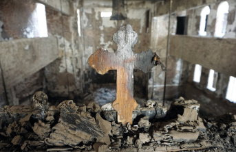 Burnt cross in St George’s Coptic Catholic Cathedral in Egypt after being burned