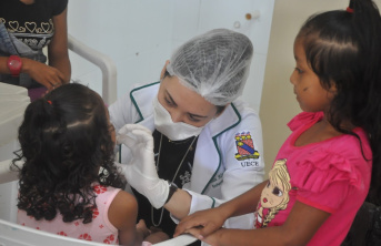 Medical care being provided to young children
