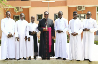 Seminarians an Bishop in Cameroon