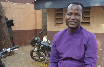 Catechist Tobias Yahaya from Sokoto on his motorbike