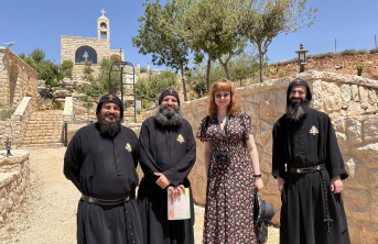 ACN's Amy Balog with project partners in Lebanon