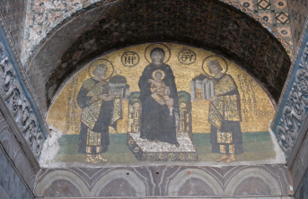 The Virgin and Child mosaic in Hagia Sophia, Istanbul.