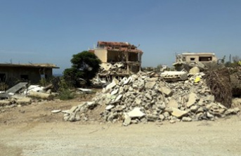 The rubble of a destroyed village in South Lebanon