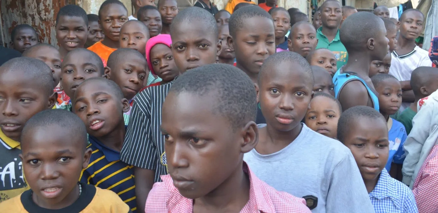 Large group of Nigerian children - school age
