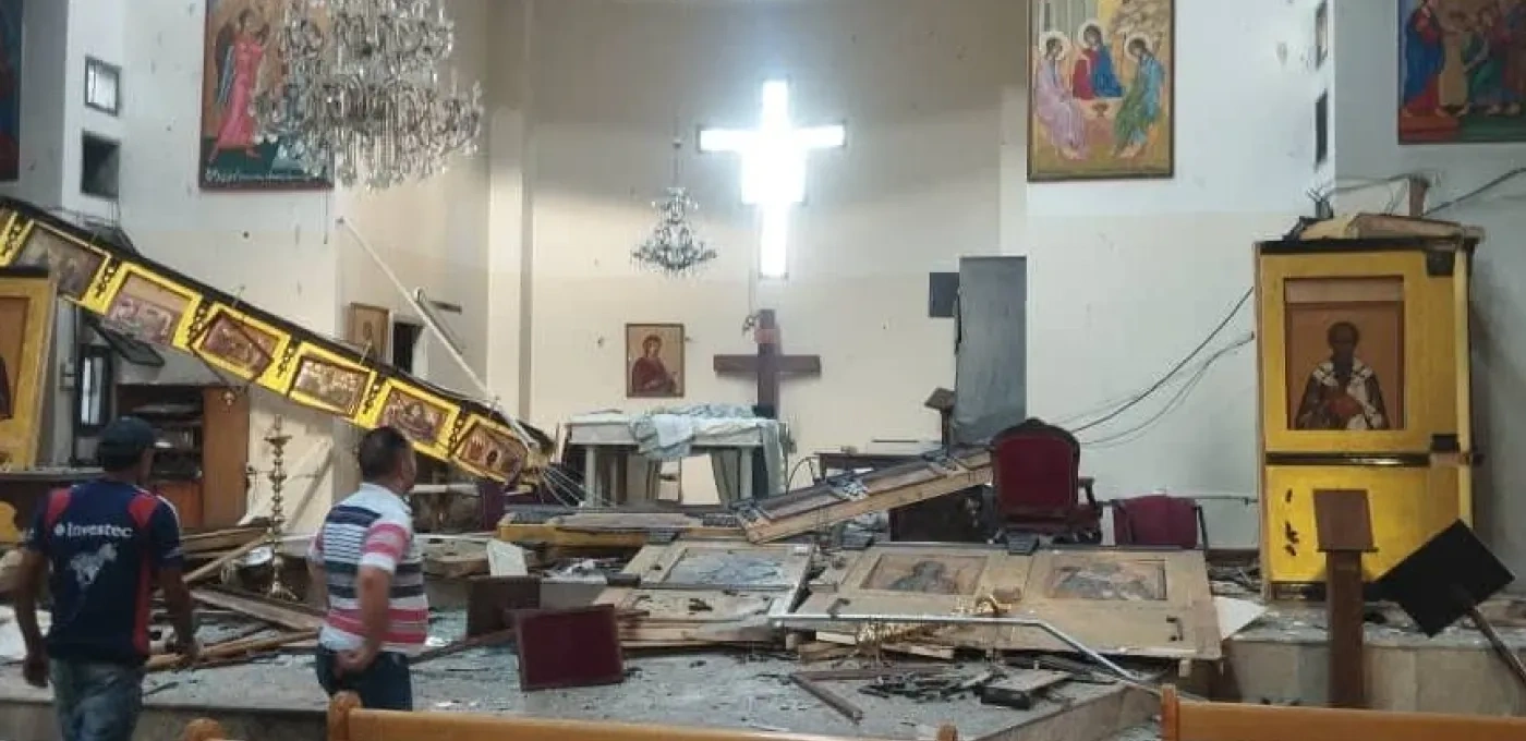 The aftermath of a suicide attack in a church in Damascus