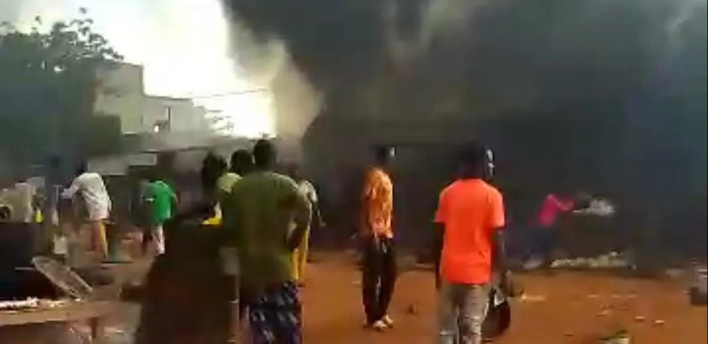 Fire and smoke after attack in Burkina Faso