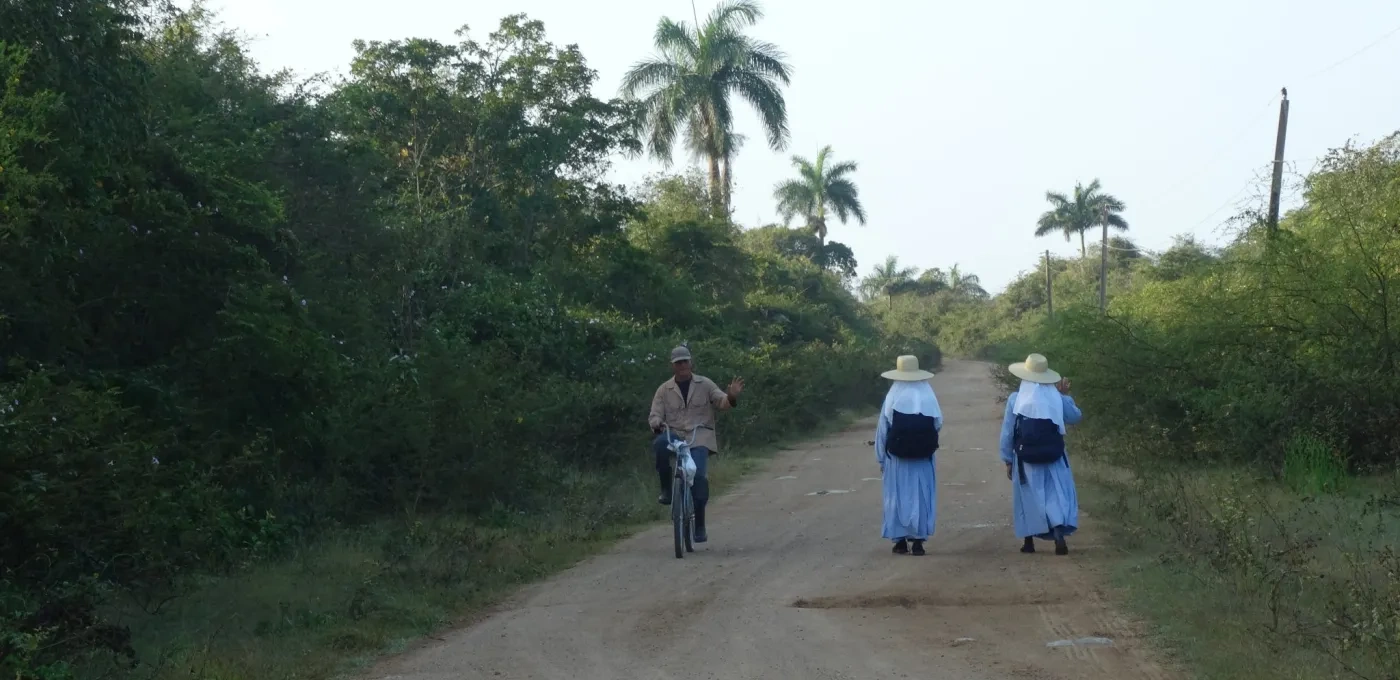 people on a road
