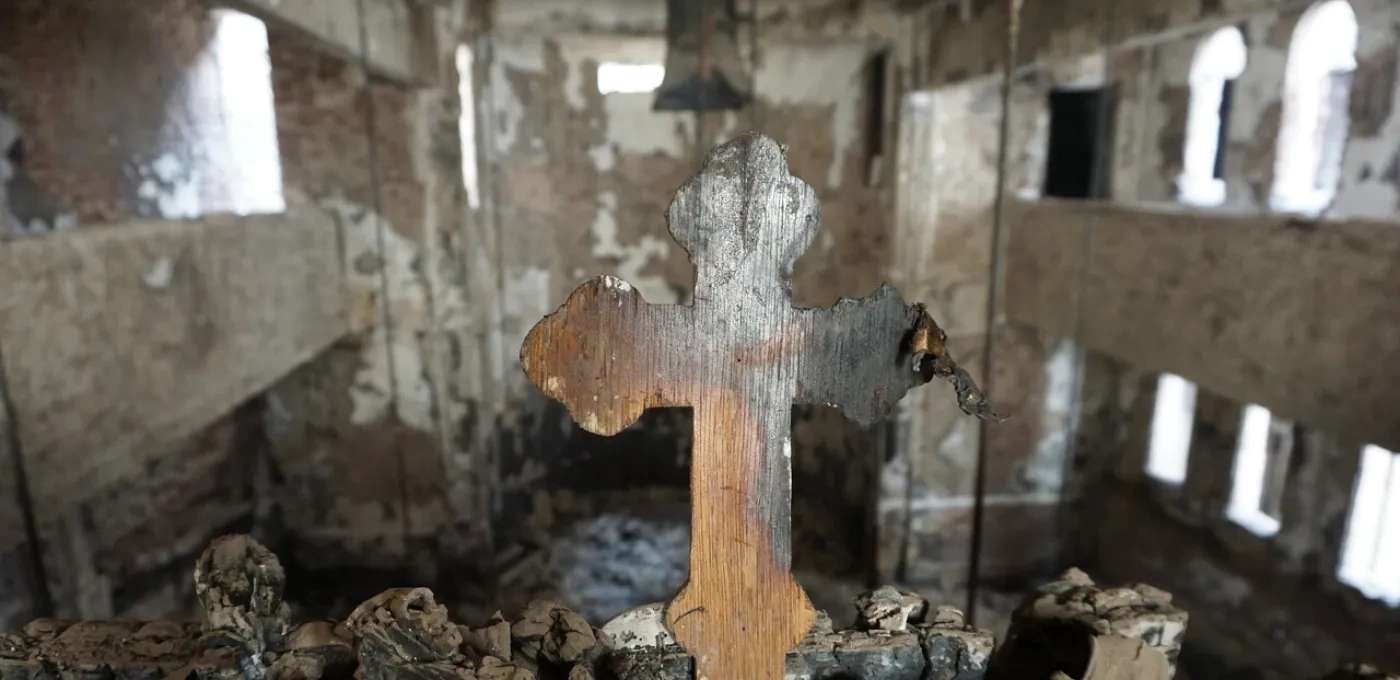 St George’s Coptic Catholic Cathedral in Luxor after the destruction.