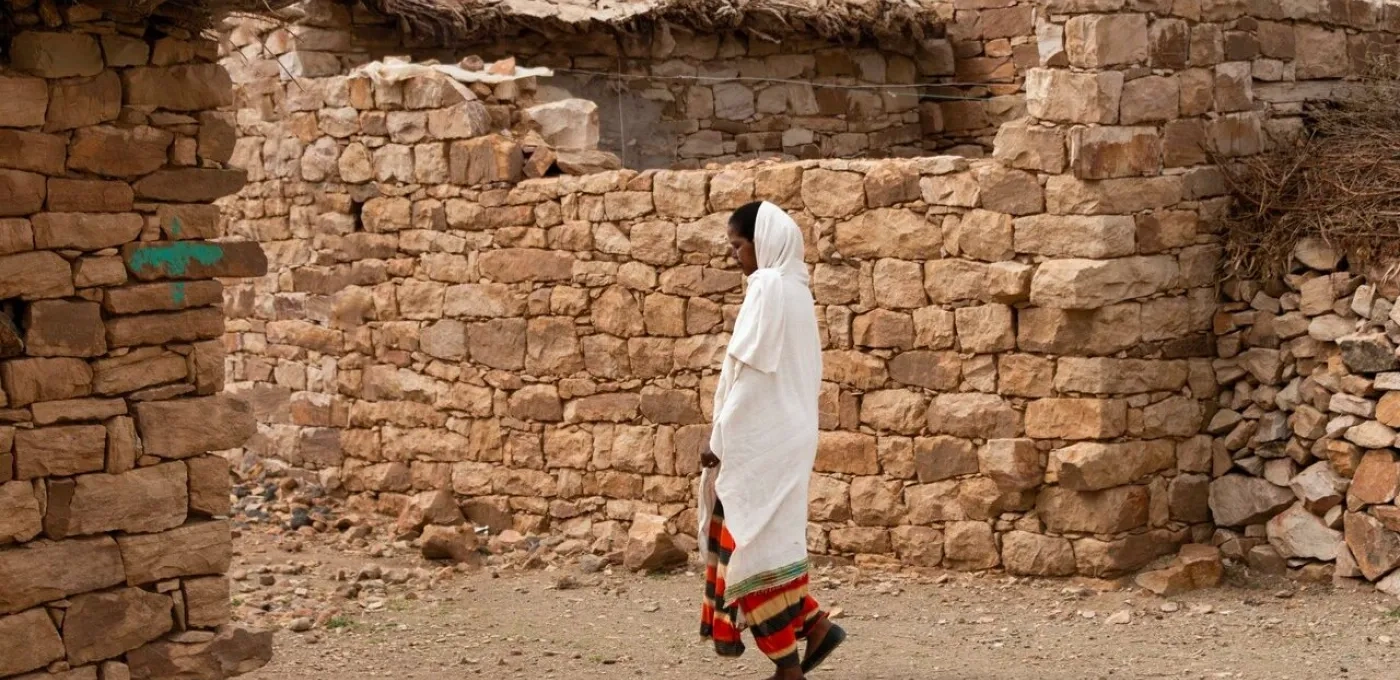 A woman in a village in Ethiopia’s Tigray region