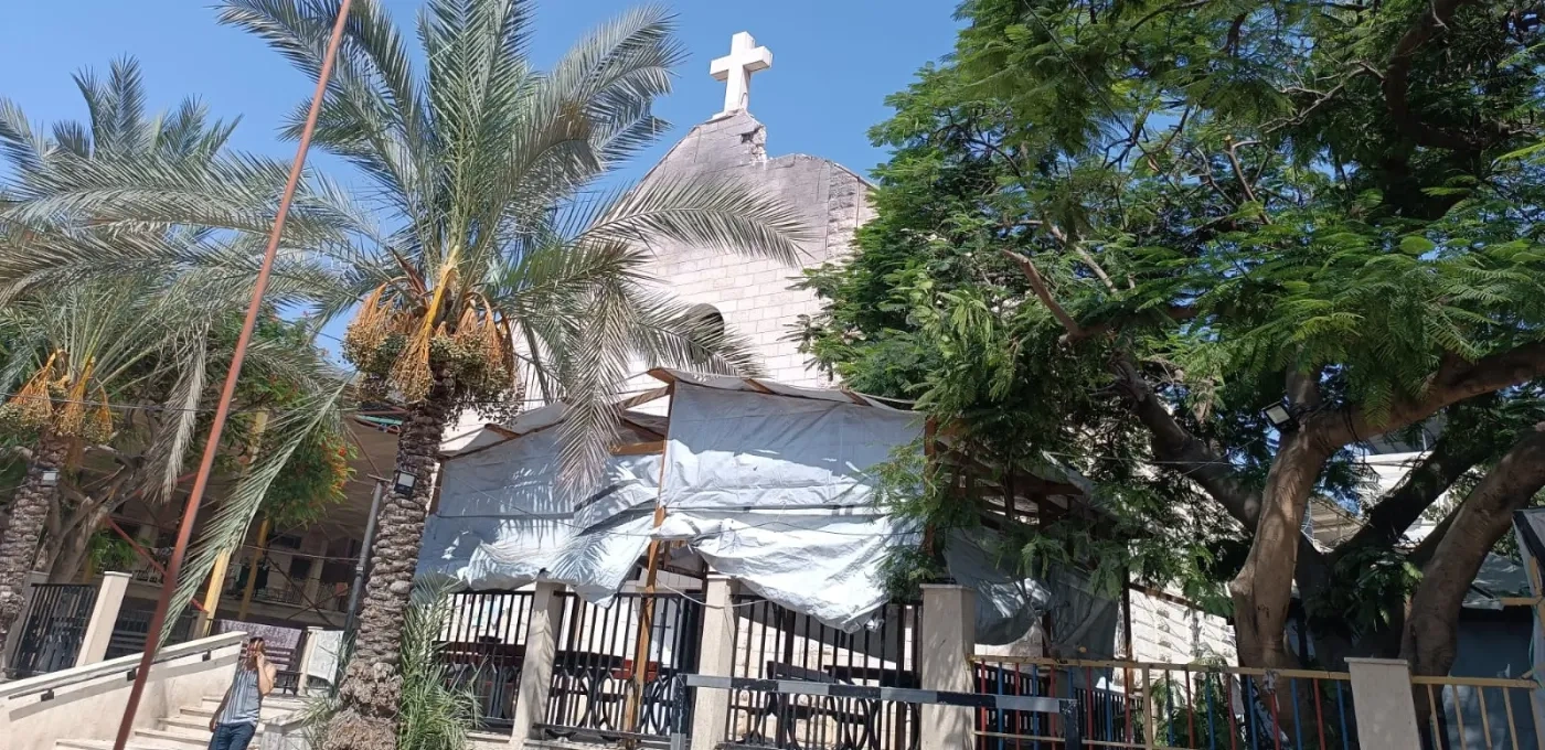 Damage to Holy Family Church in Gaza.