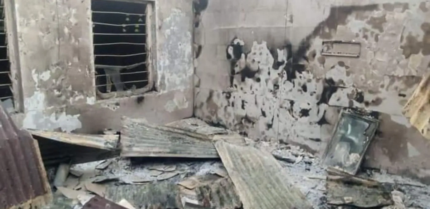 A parish centre burnt down in Nigeria.