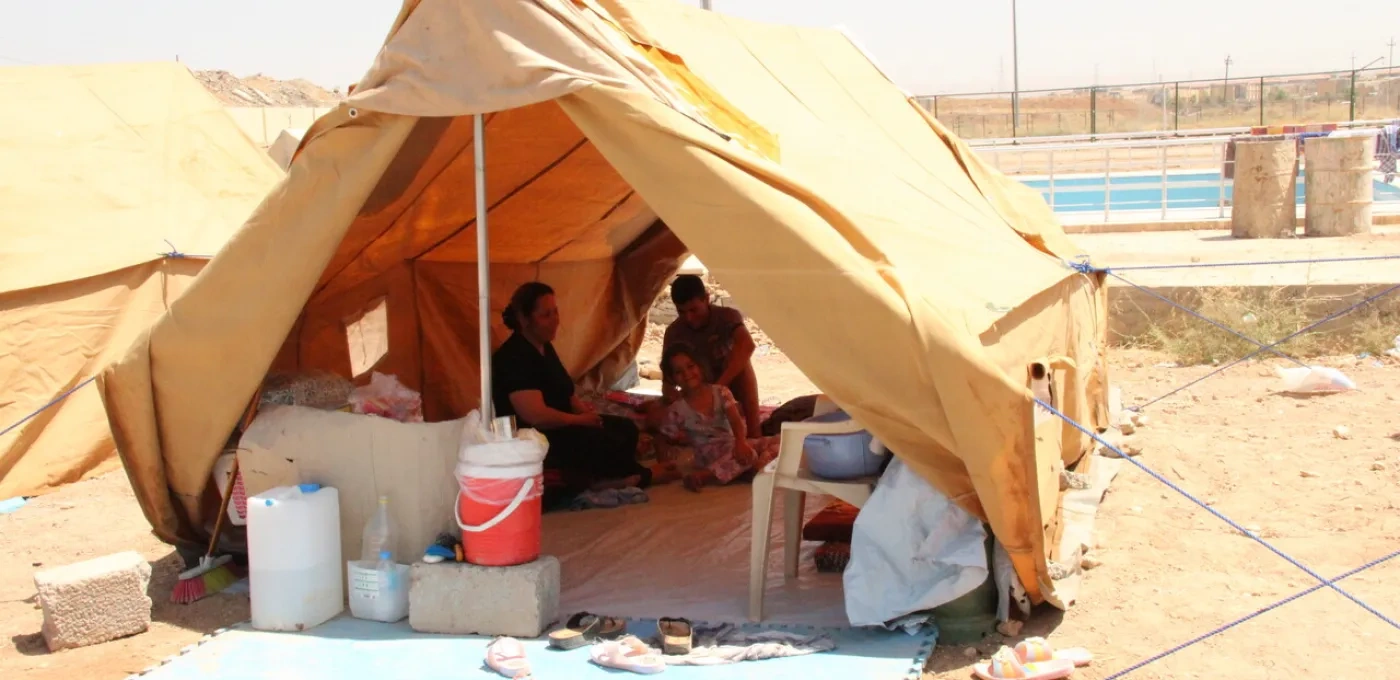 A tent in a Christian displacement camp