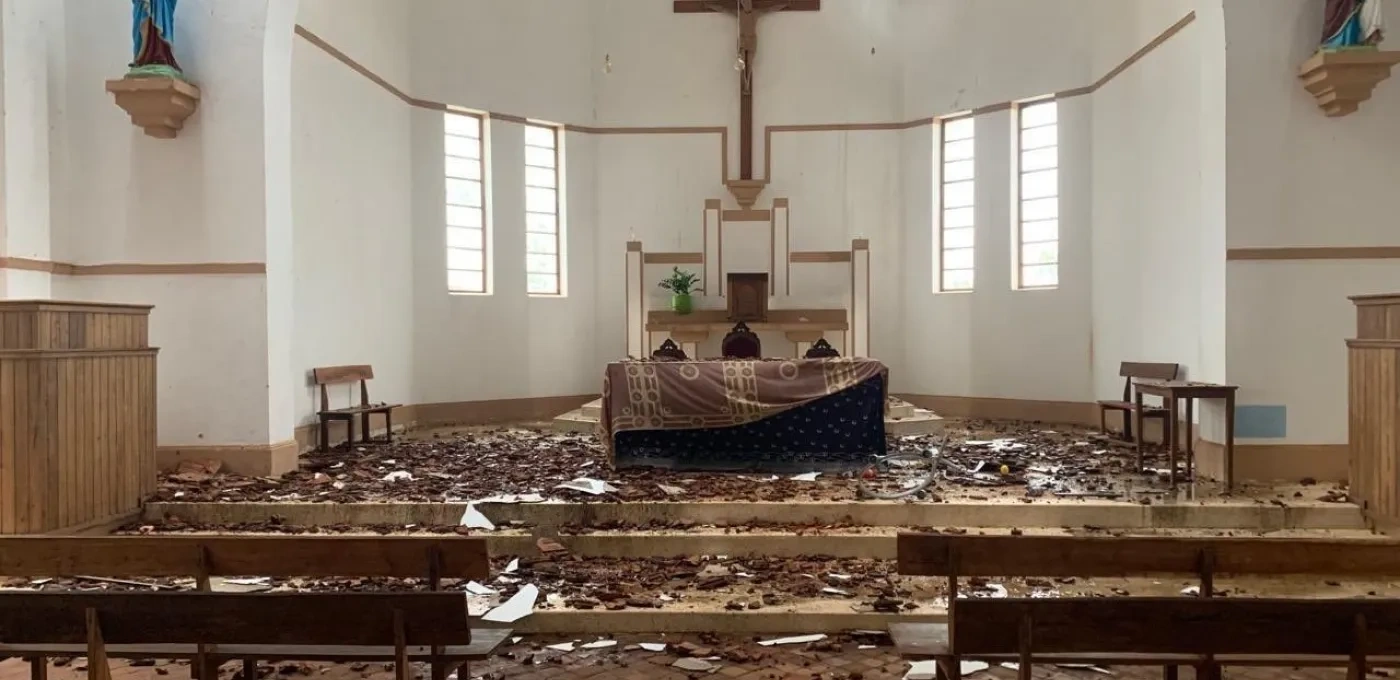 Damaged church caused by cyclone