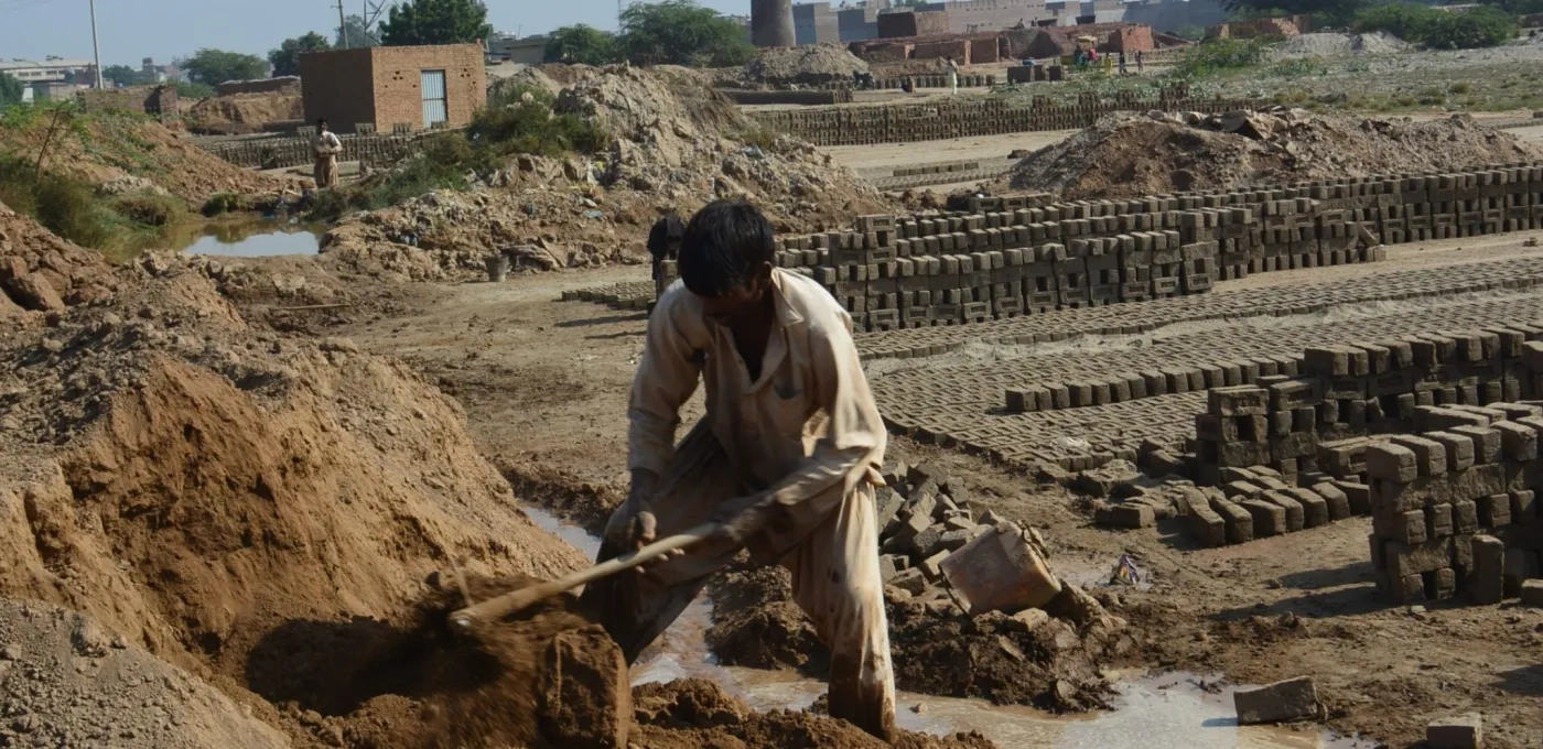 A kiln worker in Pakistan.