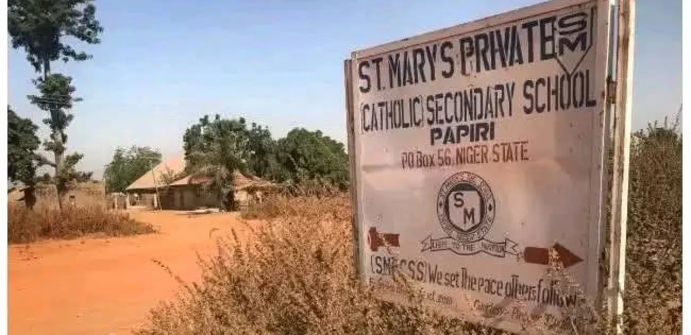 The entrance to St Mary’s Catholic School in Papiri, Agwara Local Government Area, Niger State