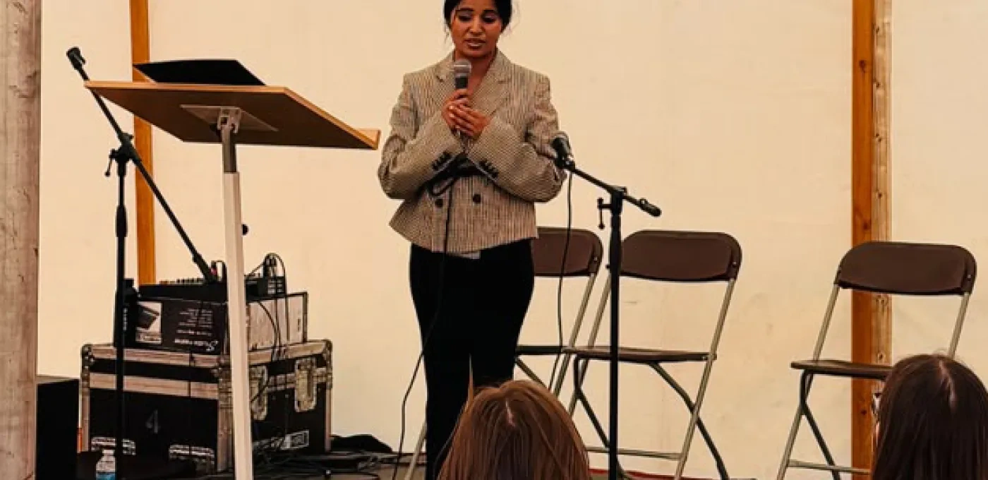 Ribqa Nevash speaking at We Believe Festival in Birmingham