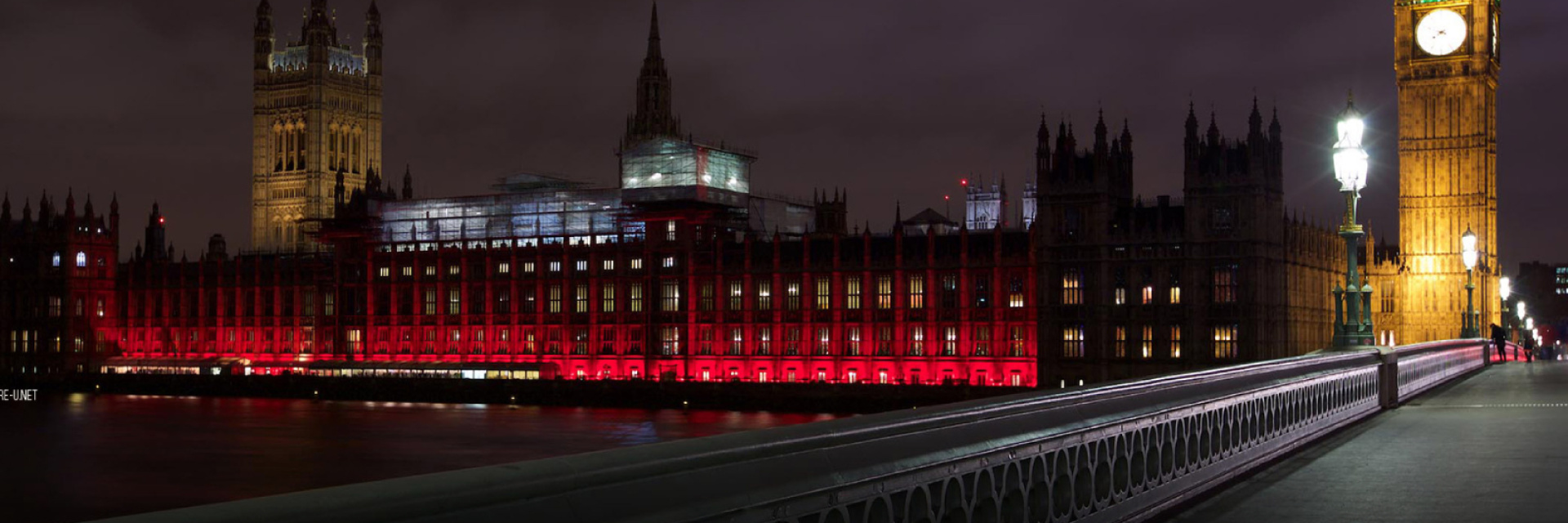 UK Parliament lit up in red for Red Wednesday