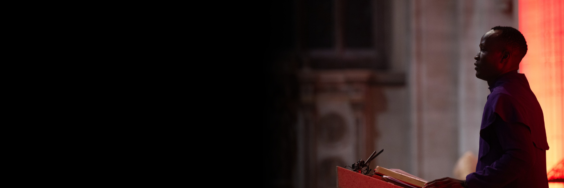 Tobias sharing his story at mass