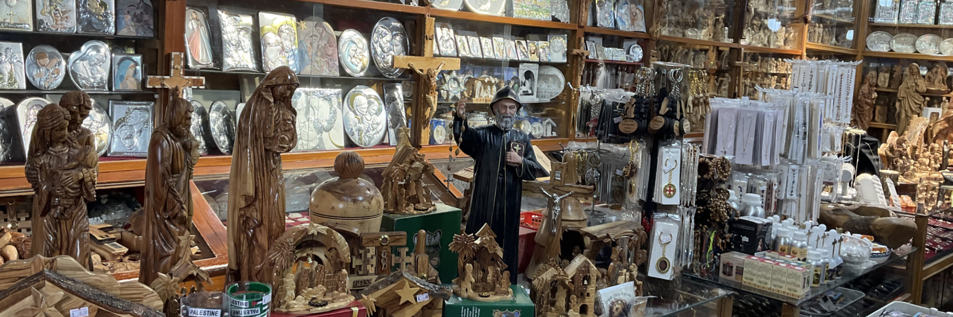 Rony's olive wood shop in Bethlehem