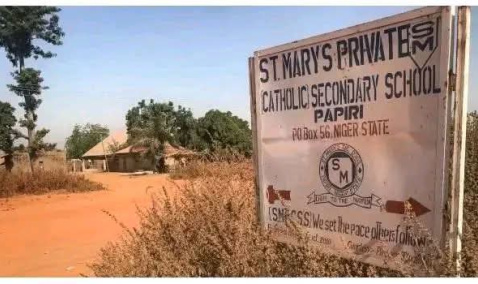 The entrance to St Mary’s Catholic School in Papiri, Agwara Local Government Area, Niger State