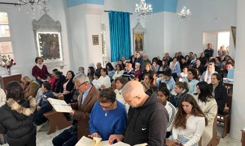 Archbishop Georges Iskandar of Tyre saying Mass 