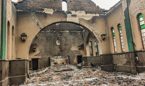 Saint Louis de Montfort Church reduced to rubble 