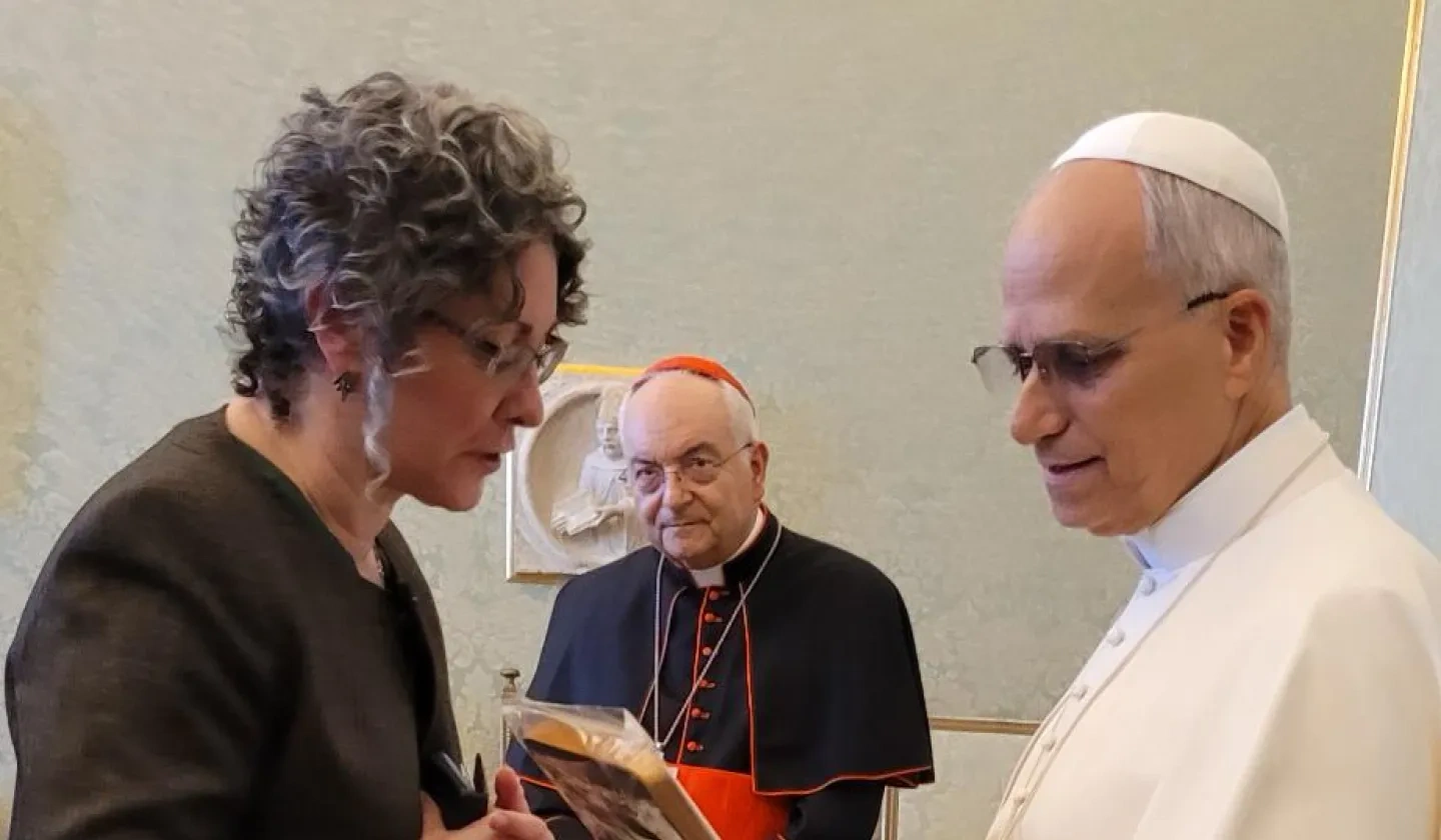ACN UK National Director Dr Caroline Hull with Pope Leo 