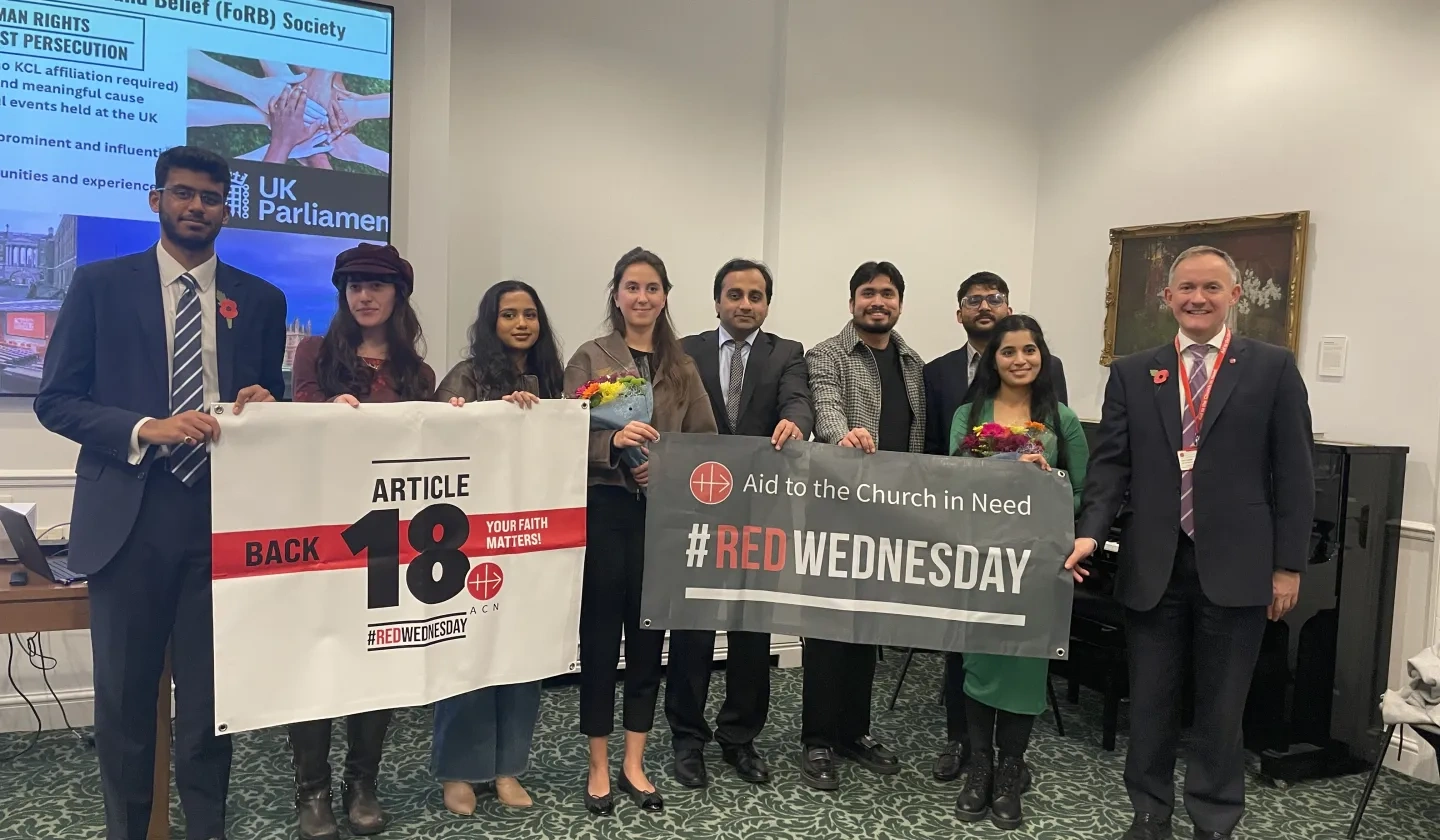 Ribqa Nevash and Farhan Saleem with representatives of KCL FoRB and ACN