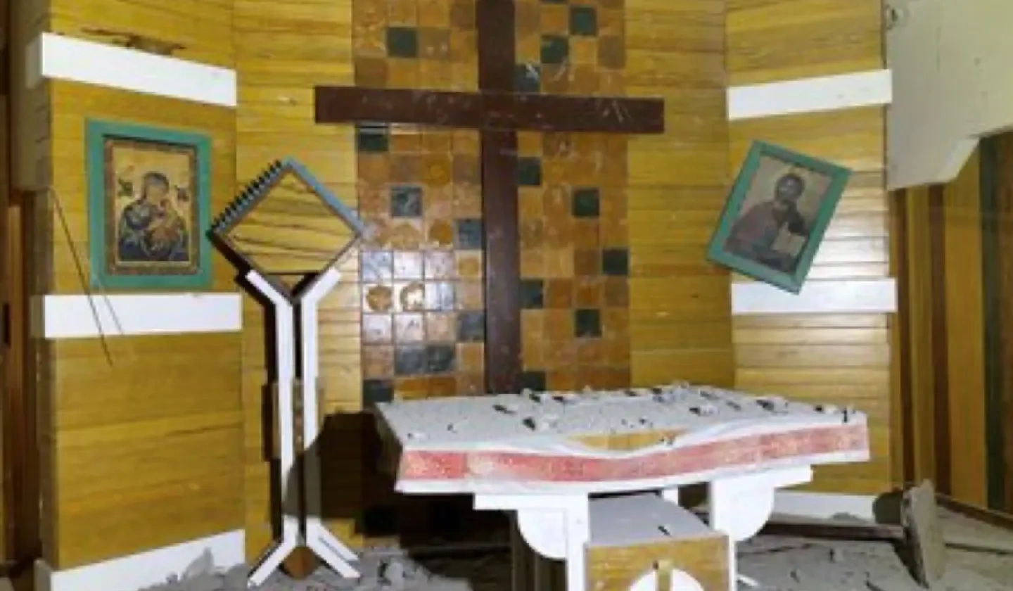 Drone-damaged Blessed McGivney Apartment Complex, Ankawa, Erbil