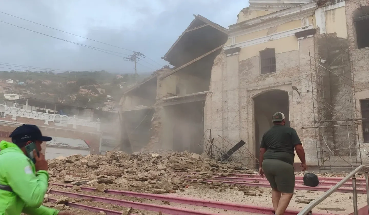 Church of San Sebastian de Maiquetia in La Guaira after the earthquake