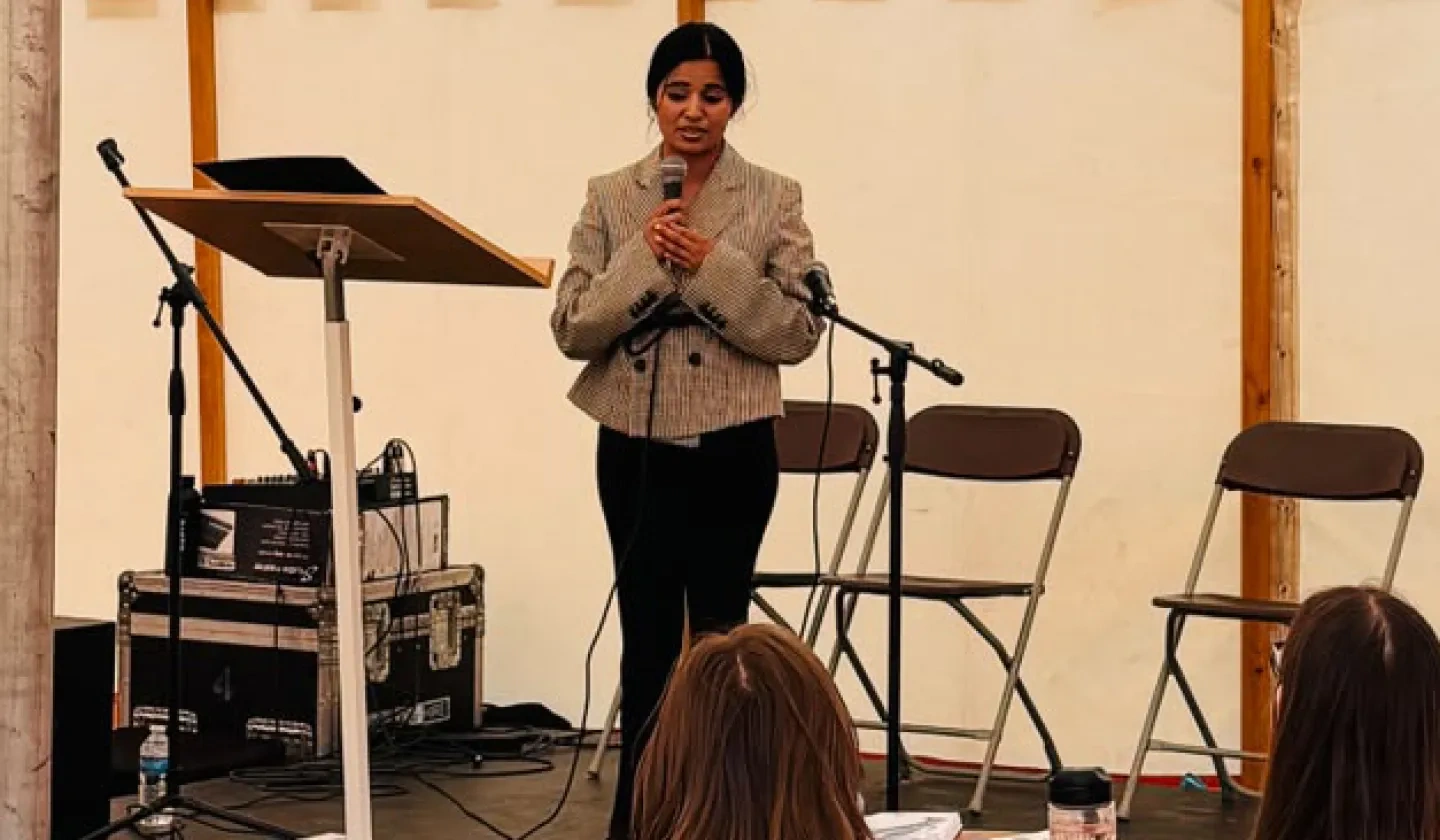 Ribqa Nevash speaking at We Believe Festival in Birmingham