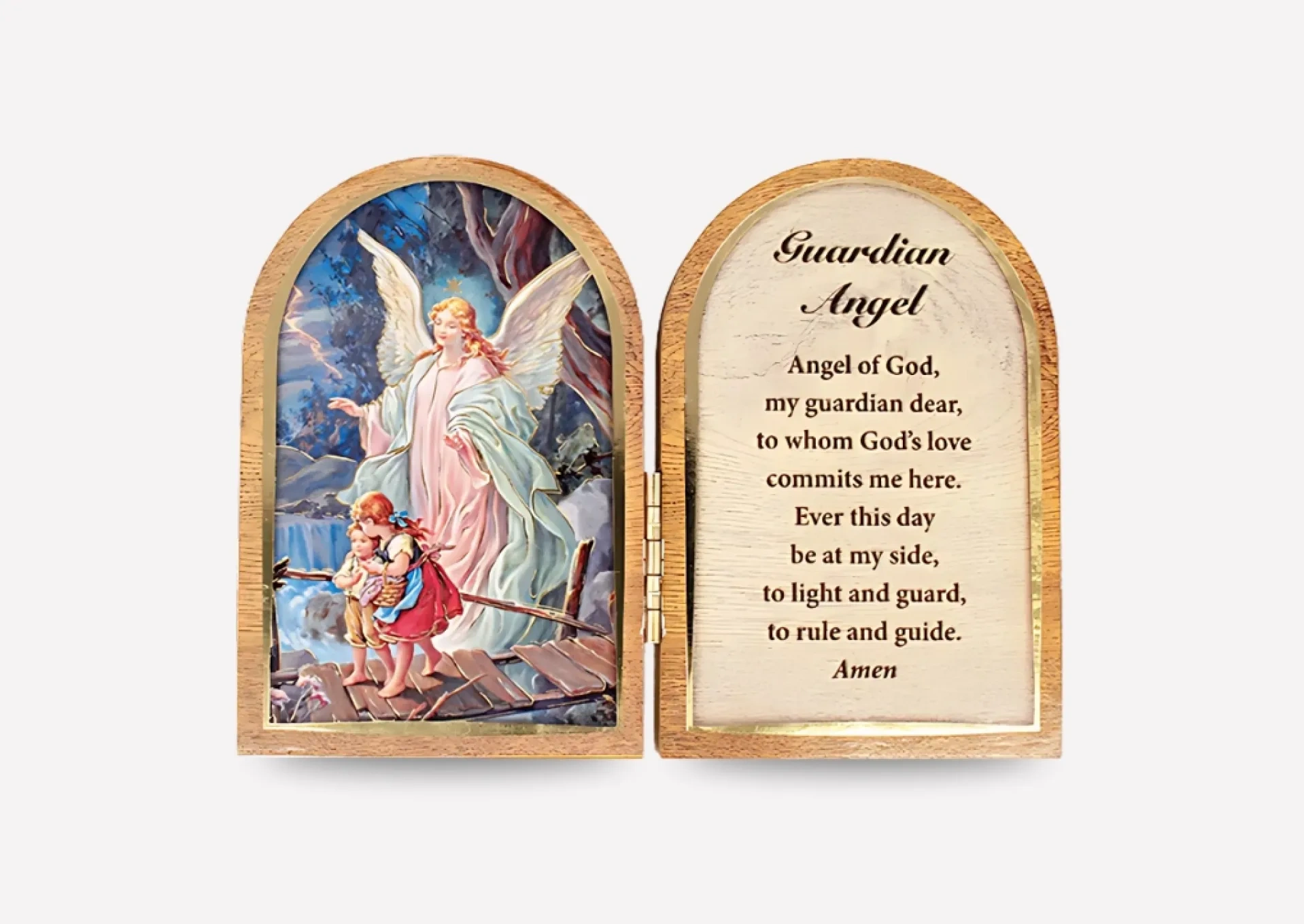 Guardian Angel Folding Wooden Plaque