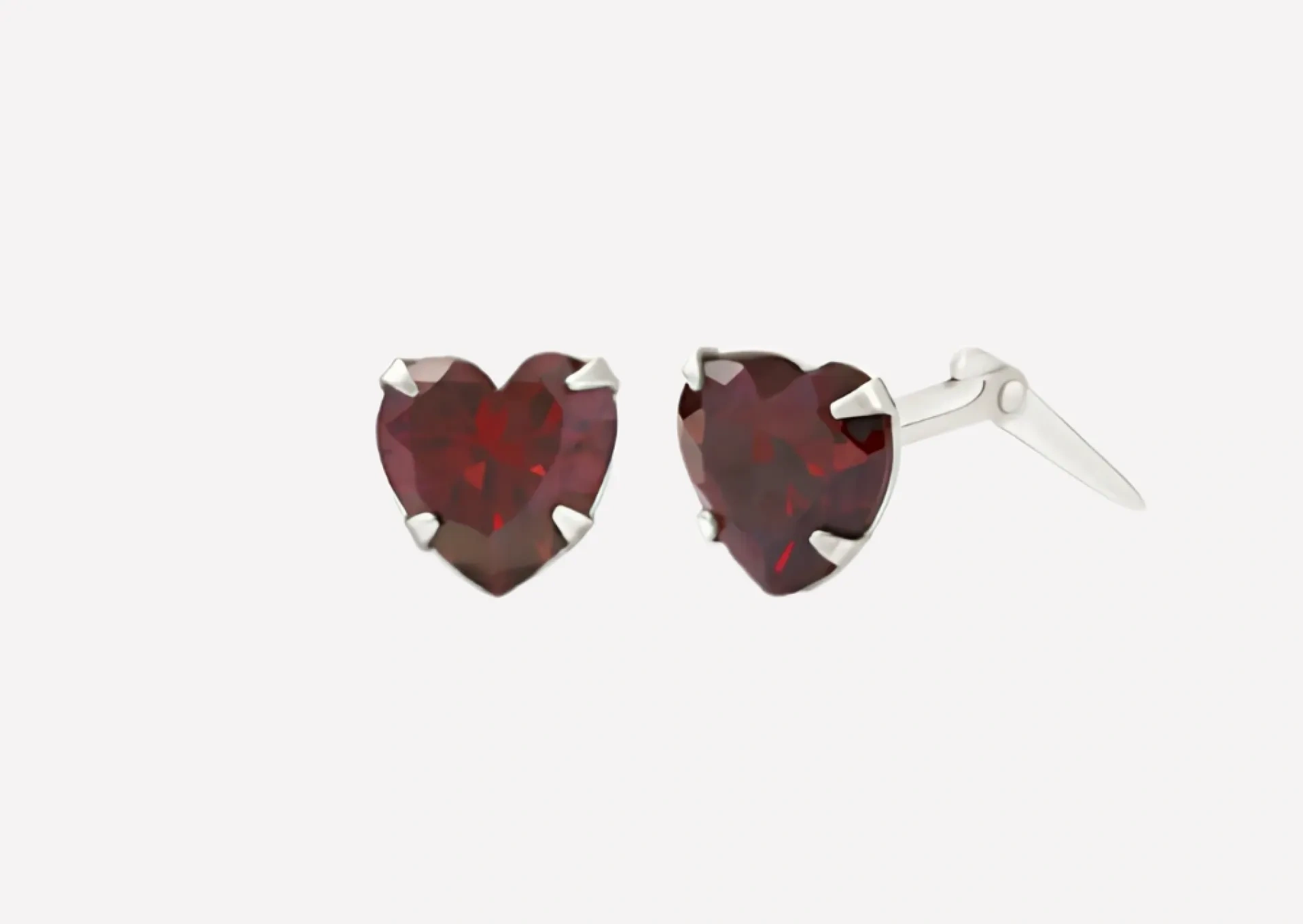 Garnet Heart red stud earrings