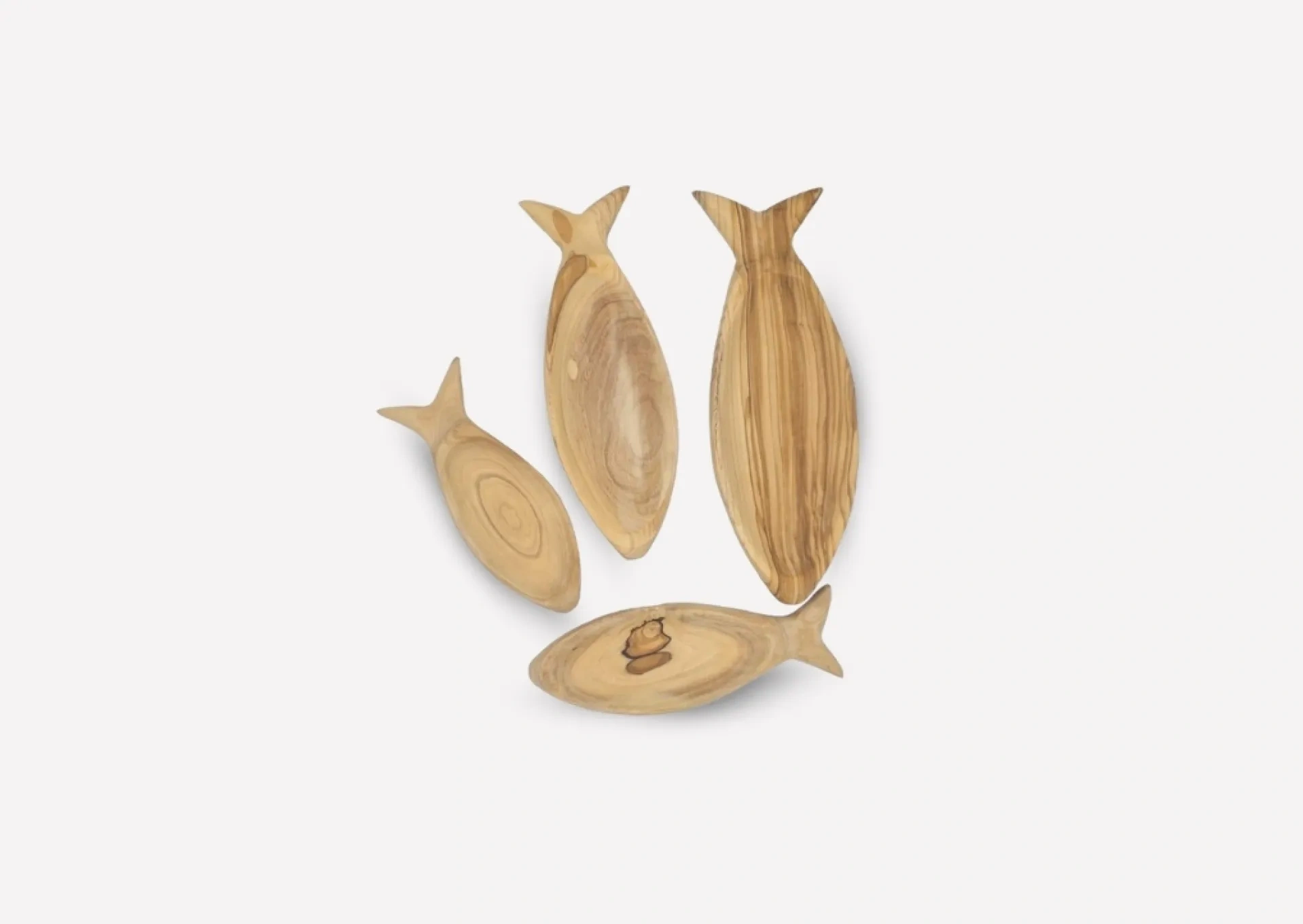 Olive Wood Fish Bowl Set