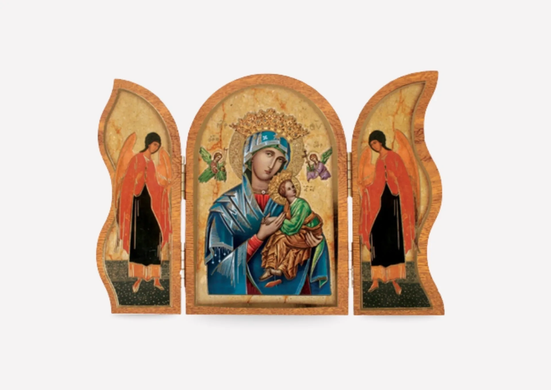 Our Lady of Perpetual Help Wooden Triptych
