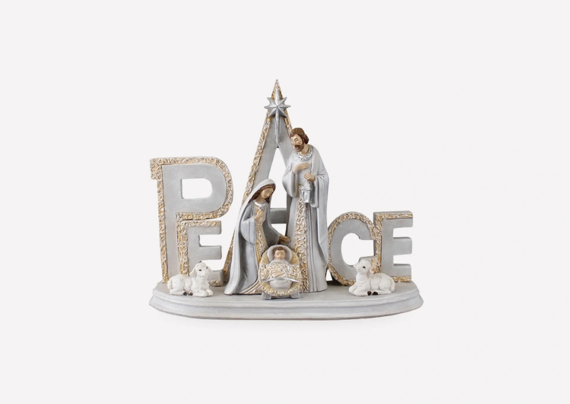 White and Gold Holy Family Peace Decoration