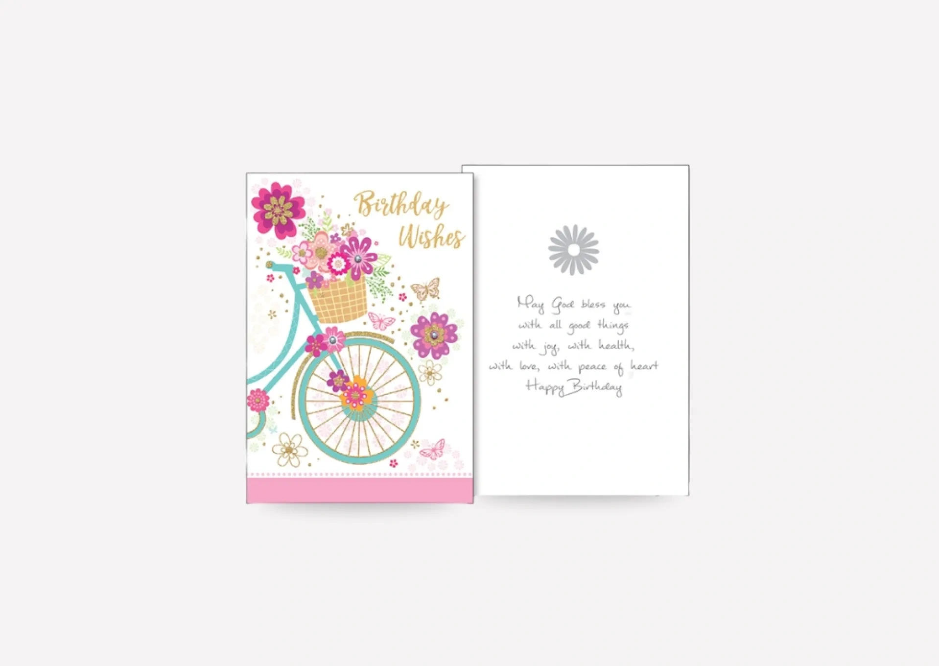 Birthday Wishes - Bicycle and Flowers