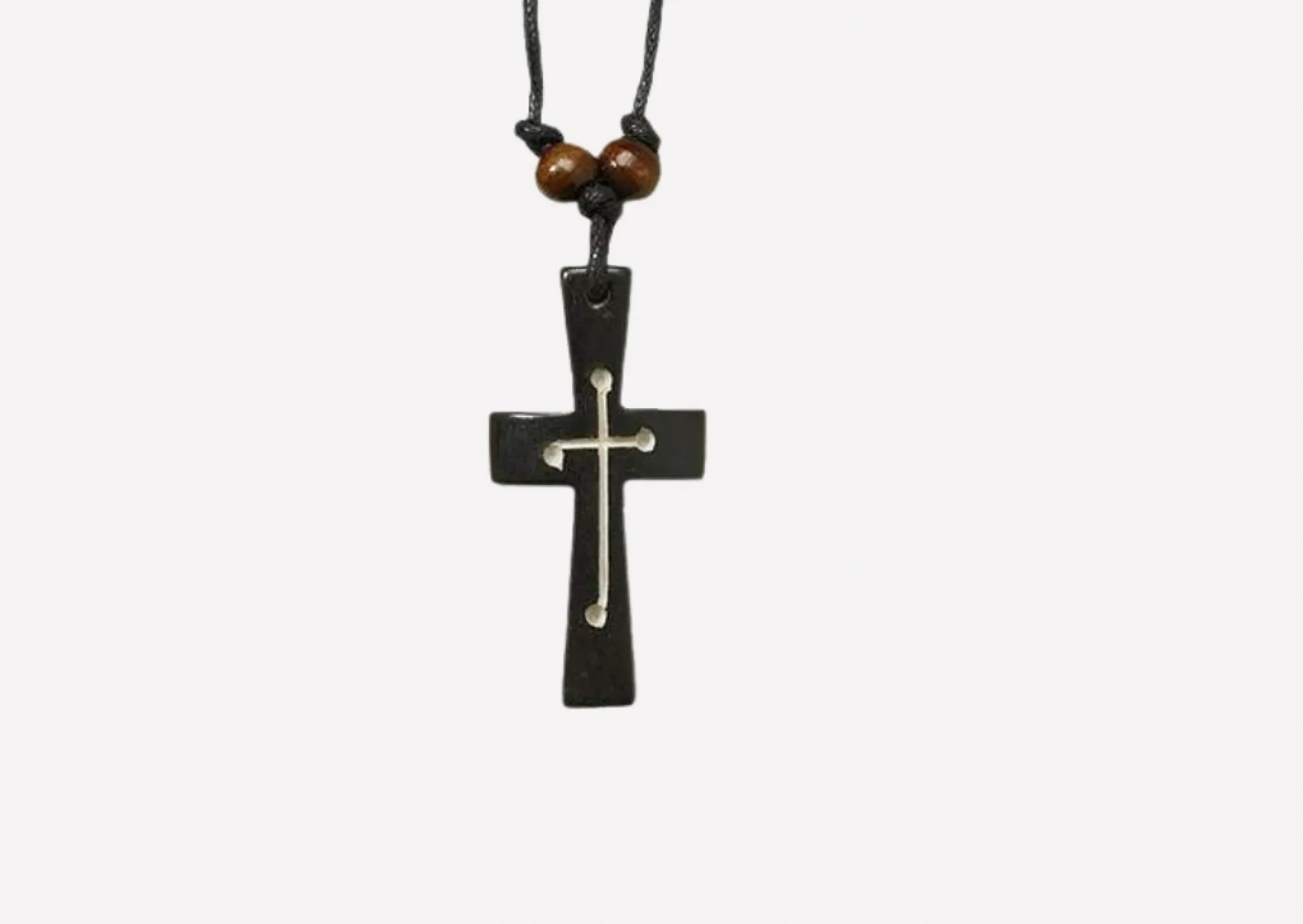 Black Cross Carved Pendant