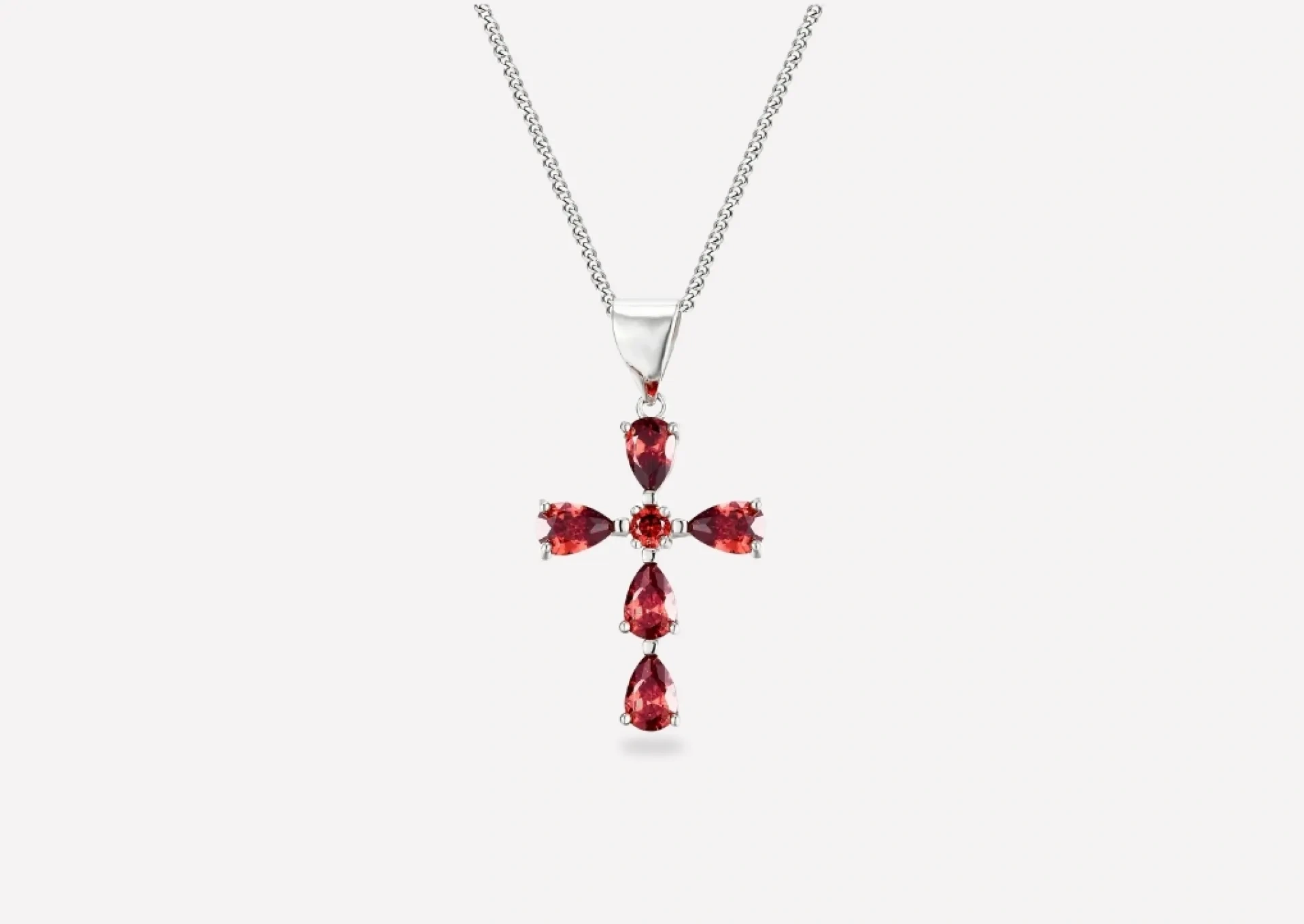 Garnet Cross Pendant