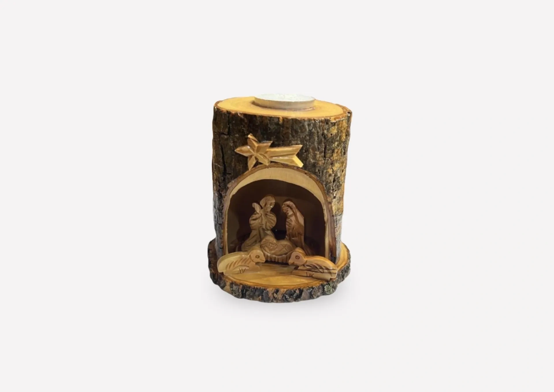 Holy Land Olive Wood Nativity Candle Holder