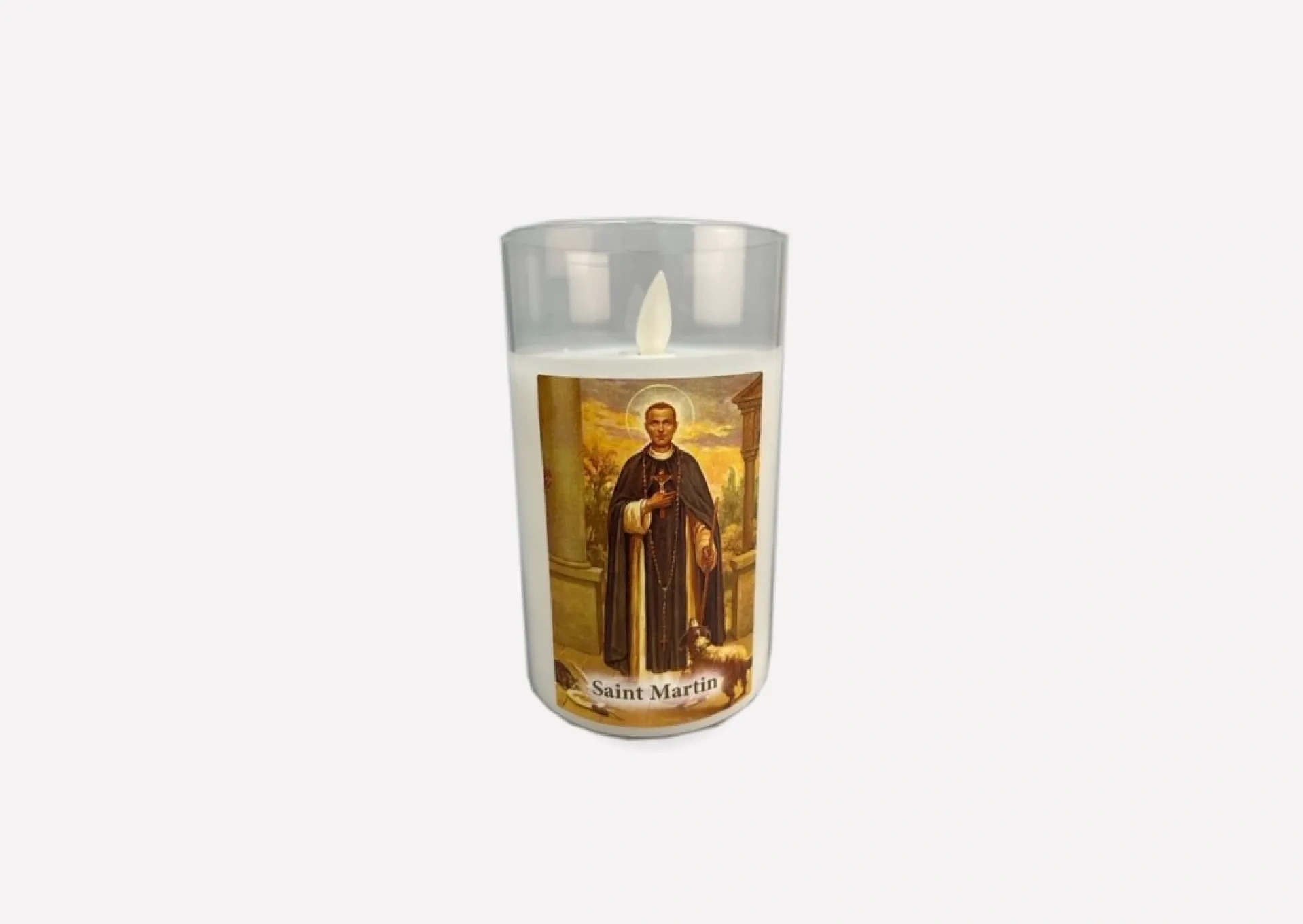St Martin de Porres LED Glass Candle