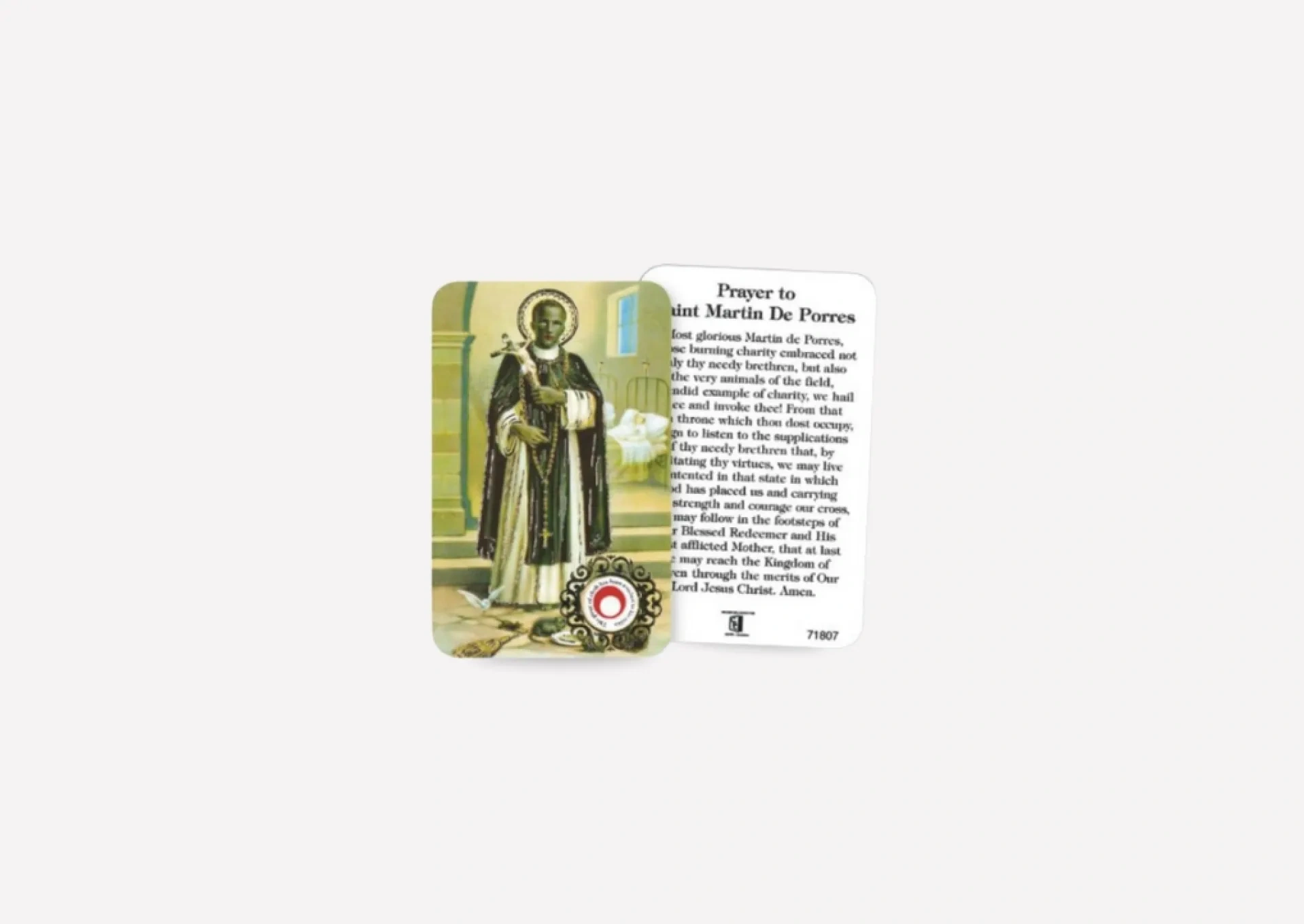 Saint Martin de Porres Prayer Card and Medal