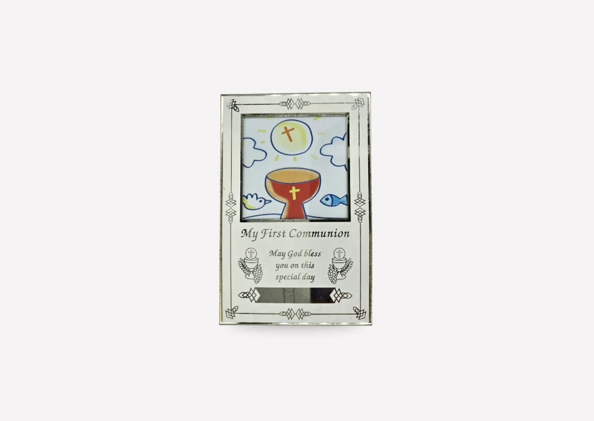 Gold Metal Coloured Photo Frame with Chalice Motif