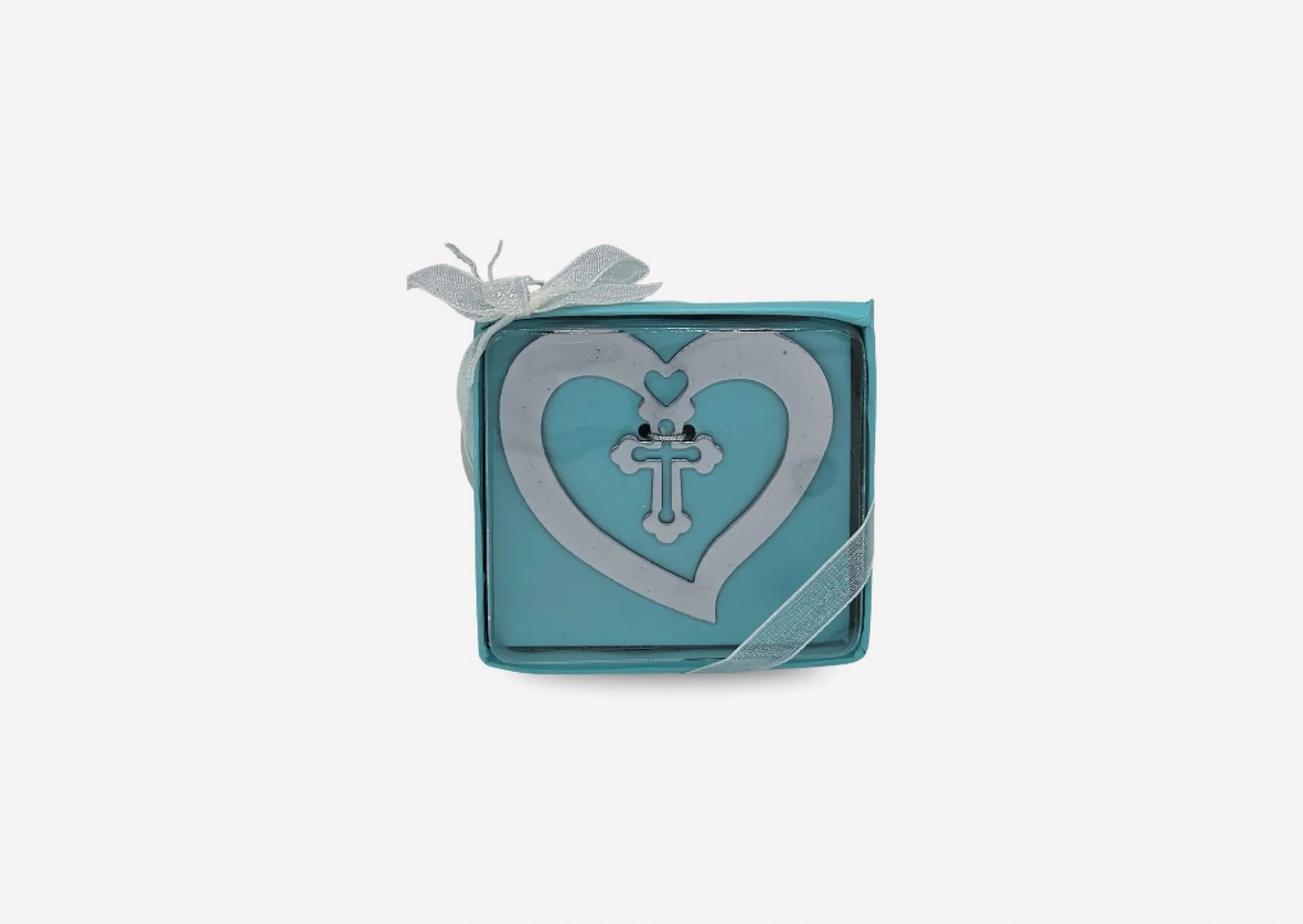 Boxed Metal Heart with Cross