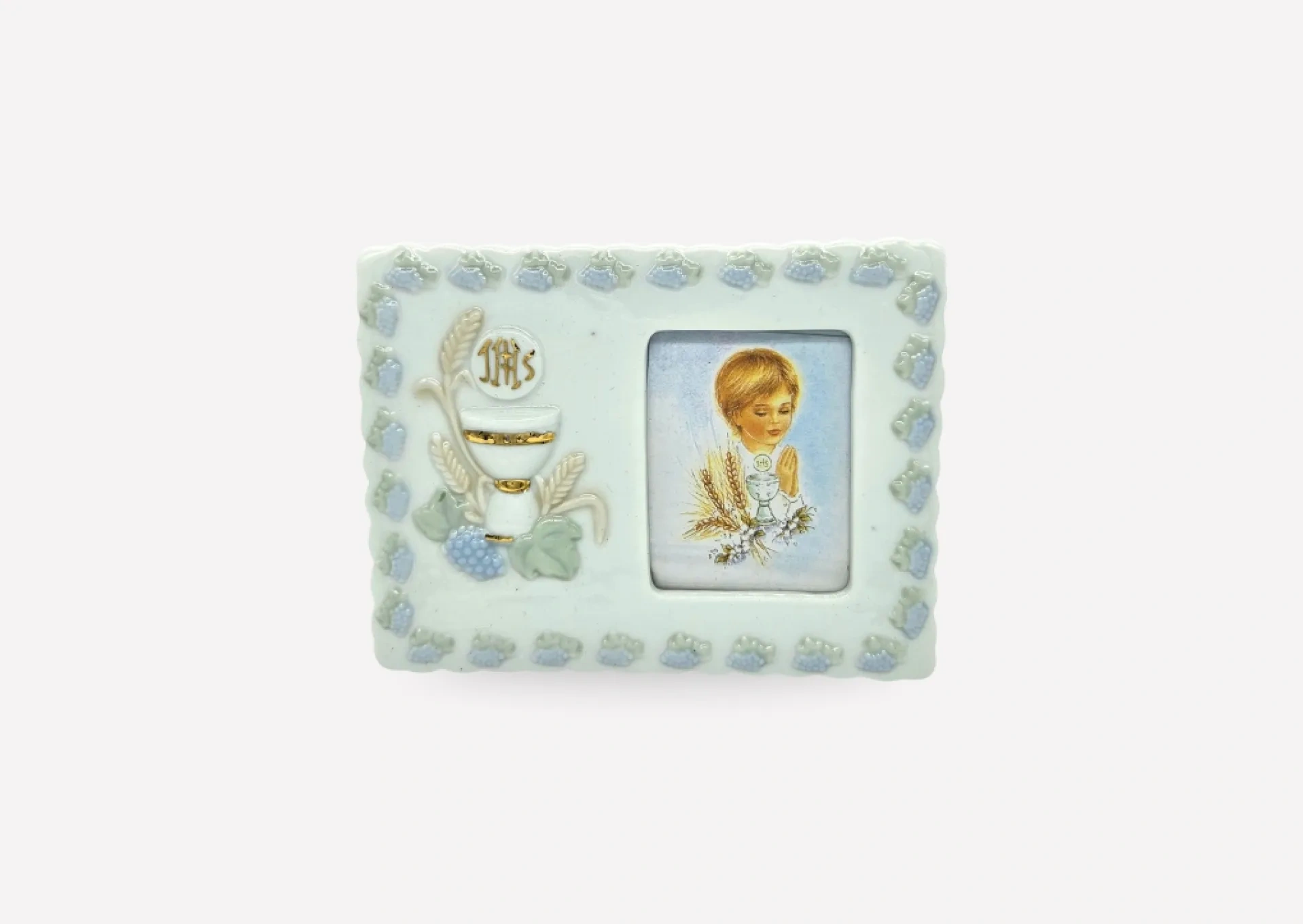 White Ceramic Sacramental Picture Frame