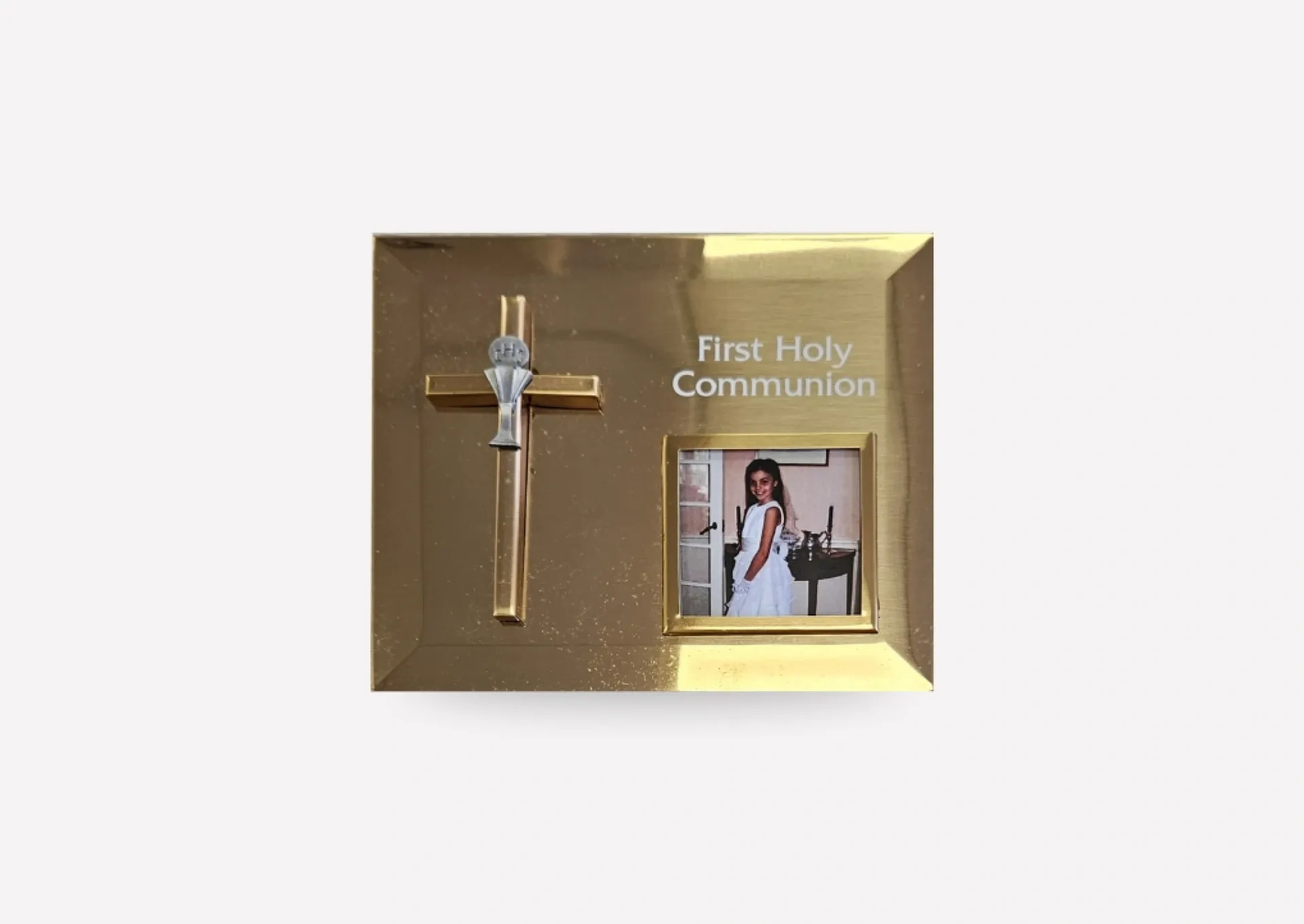 Gold Effect First Communion with Cross Picture Frame