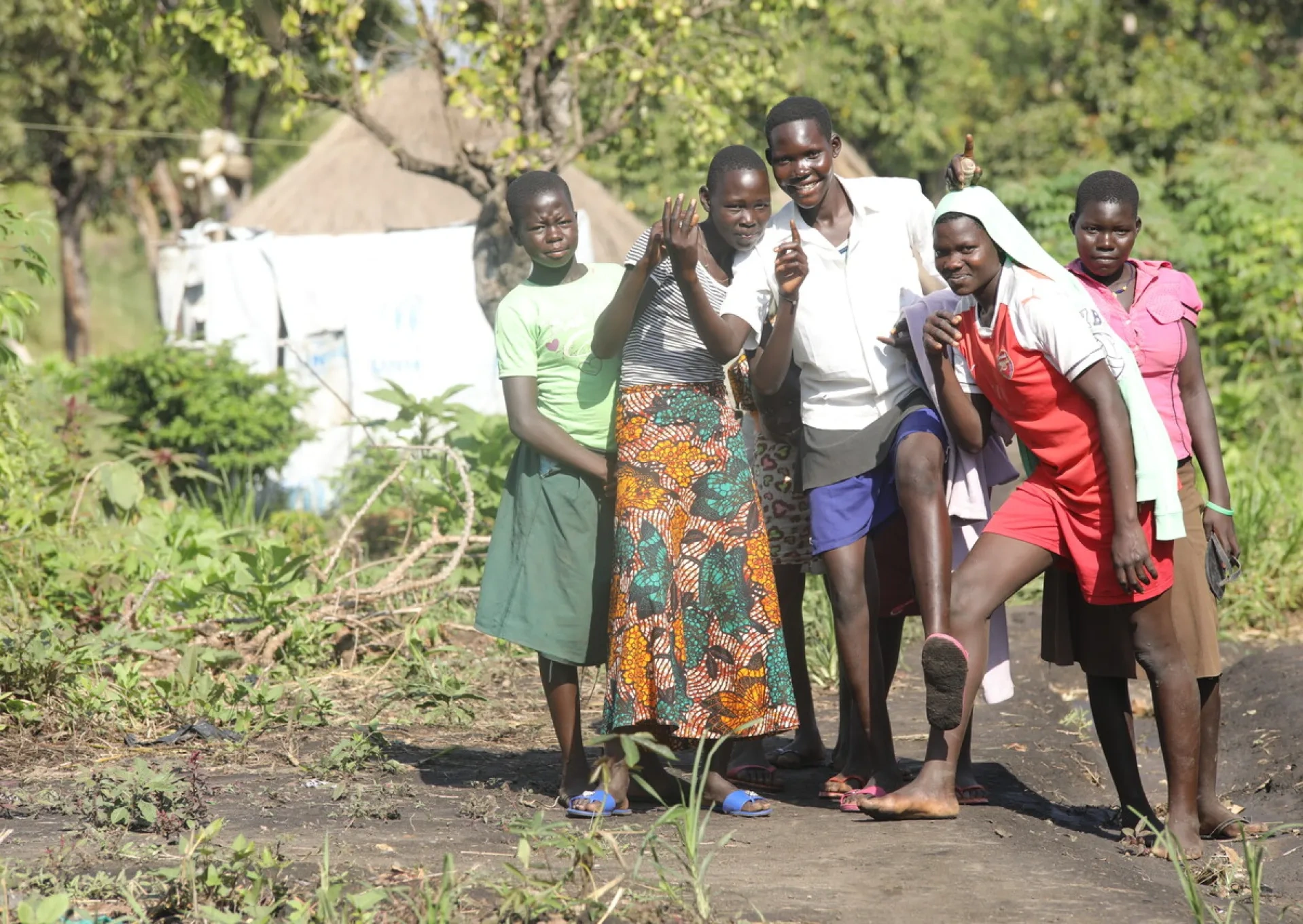 A group on refugees at a camp in Burkina Faso