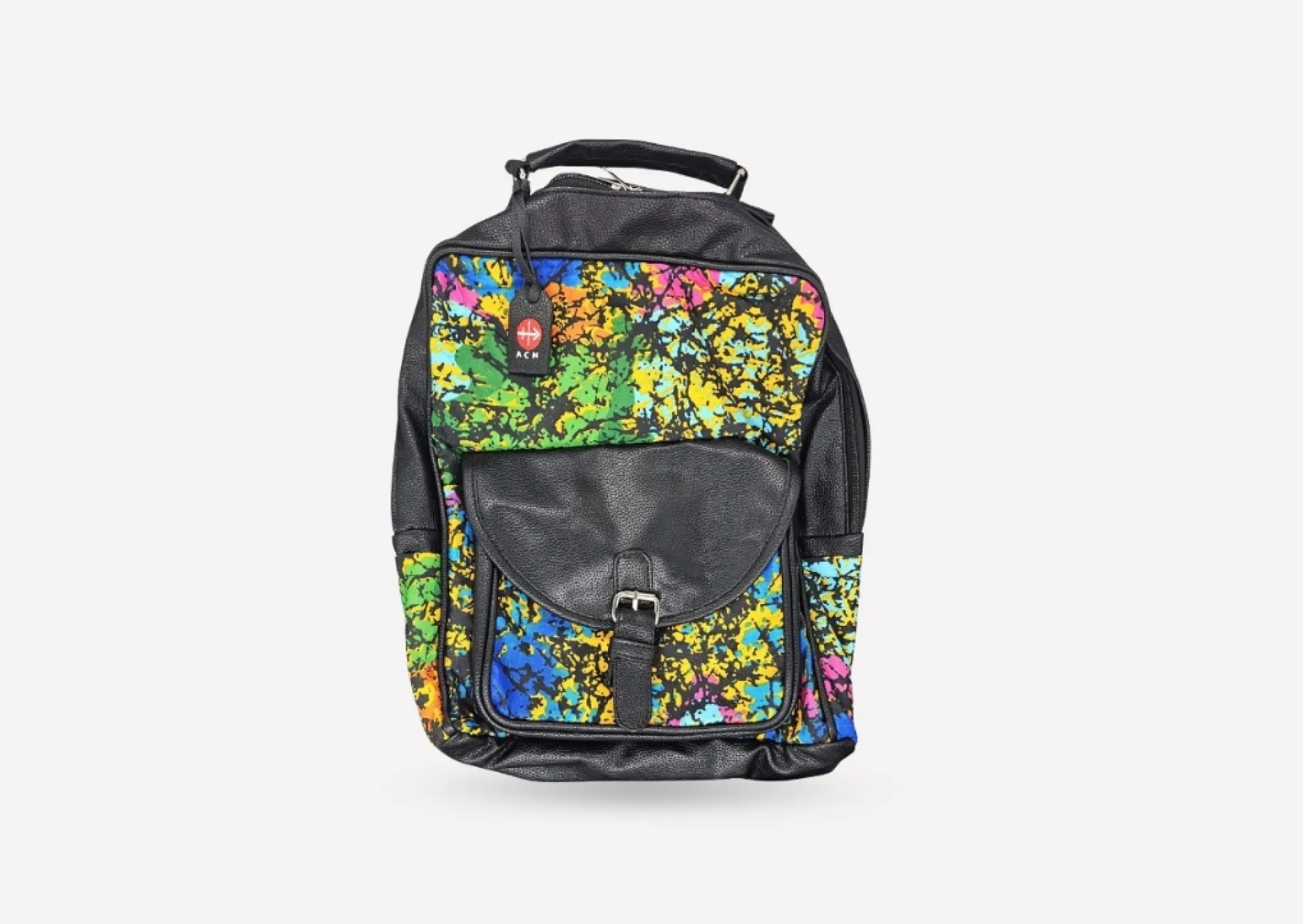 Uzuri African Print Leather Backpack